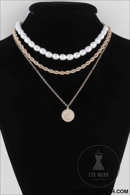 Multi Chain N Pearl Necklace
