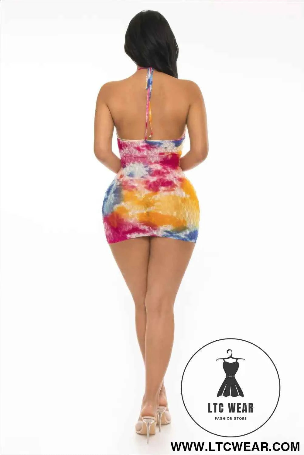 Multi Color Lace Mini Cover Up Dress
