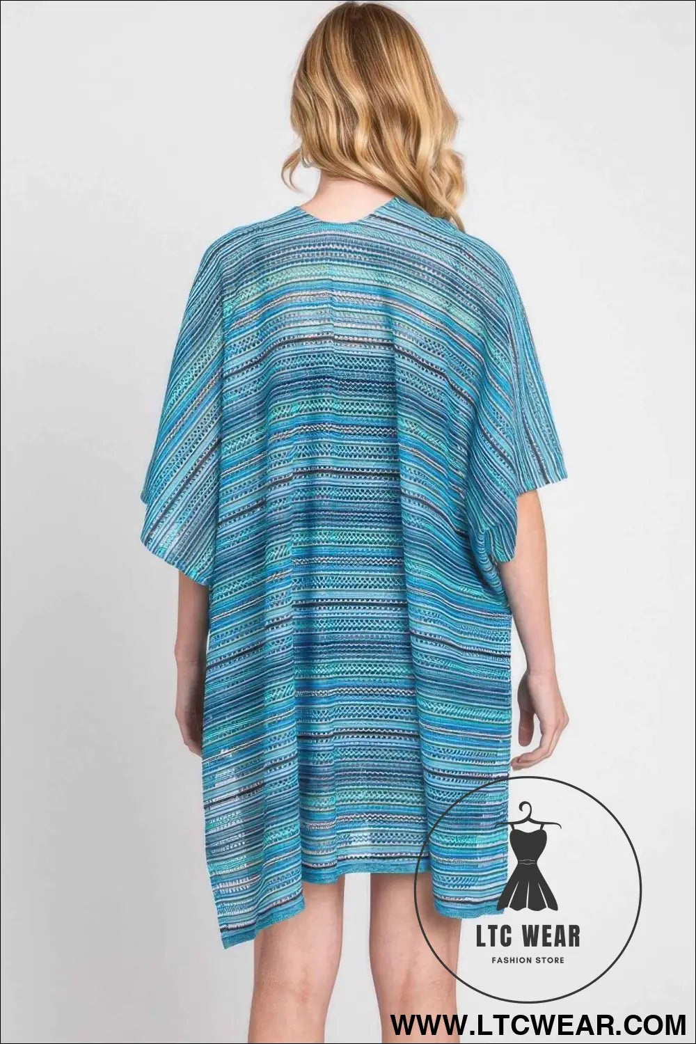 Multi Color Stripe Crochet Open Front Cover-up