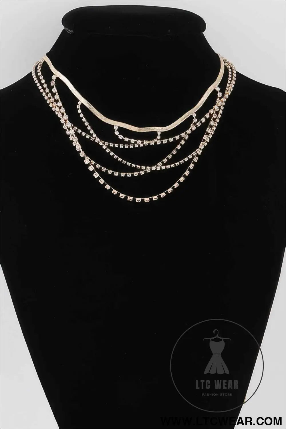 Multi Crystal Laced Strand Necklace