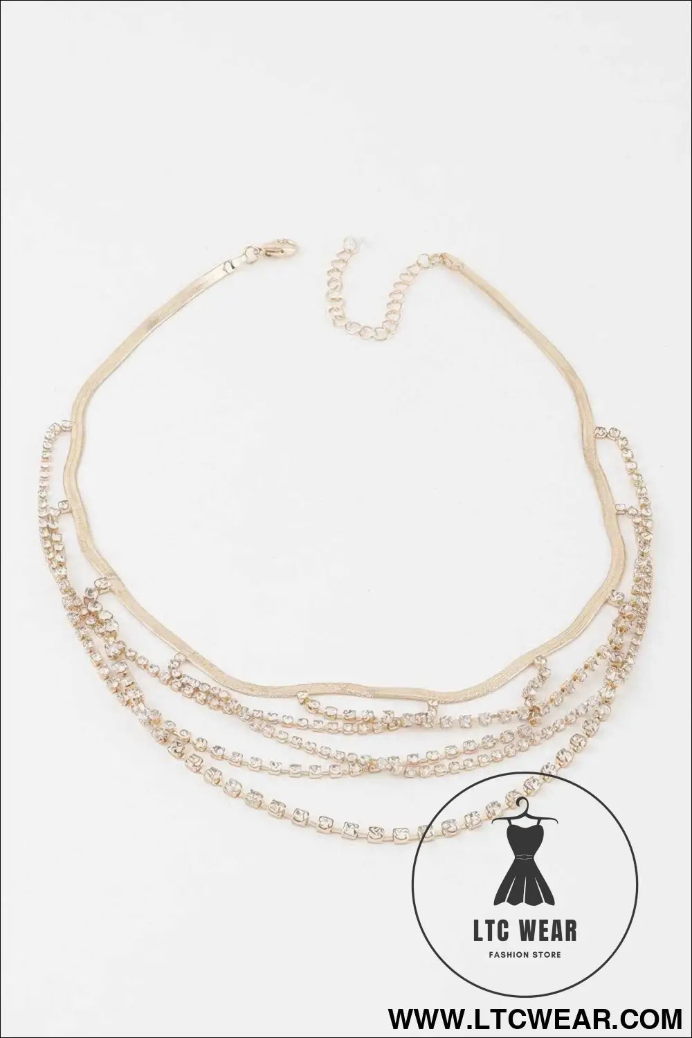 Multi Crystal Laced Strand Necklace
