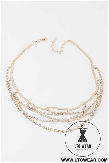 Multi Crystal Laced Strand Necklace