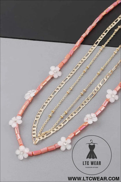 Multi Flower Charms Necklace