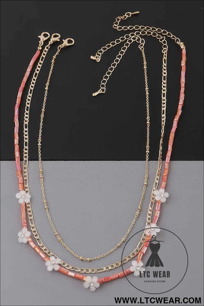 Multi Flower Charms Necklace