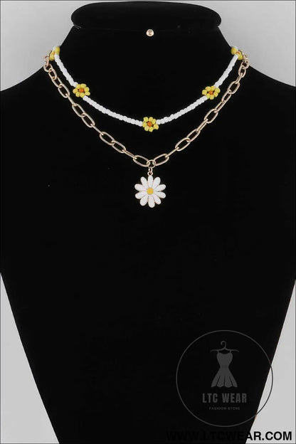 Multi Flower Charms Necklace