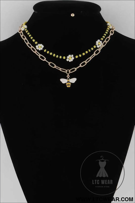 Multi Flower Charms Necklace
