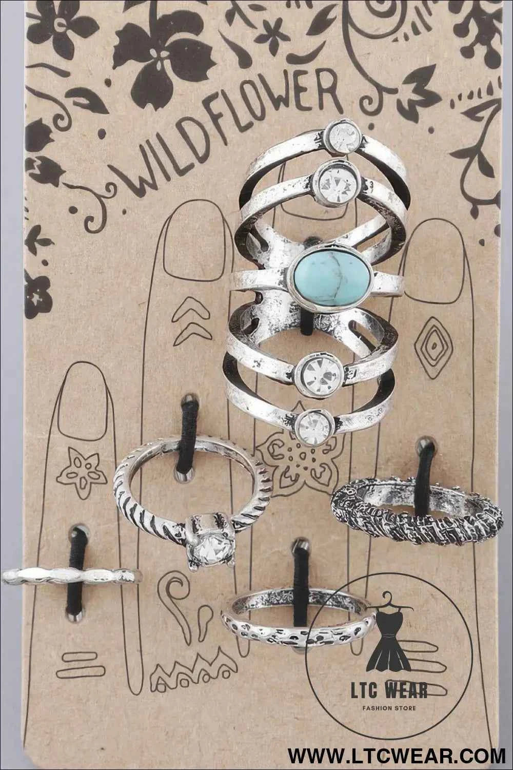 Multi Jewel Band Rings Set