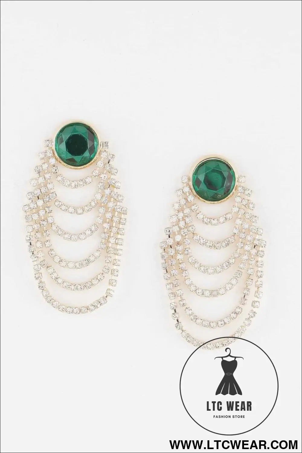 Multi Jewel Curtain Drop Earrings