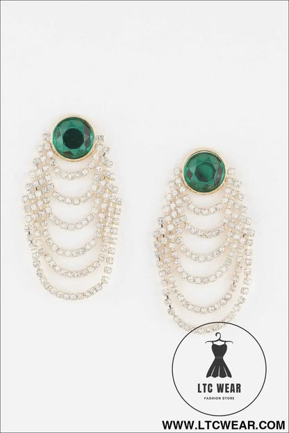 Multi Jewel Curtain Drop Earrings