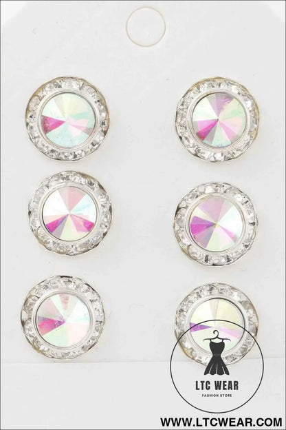 Multi Jeweled Stud Earrings Set
