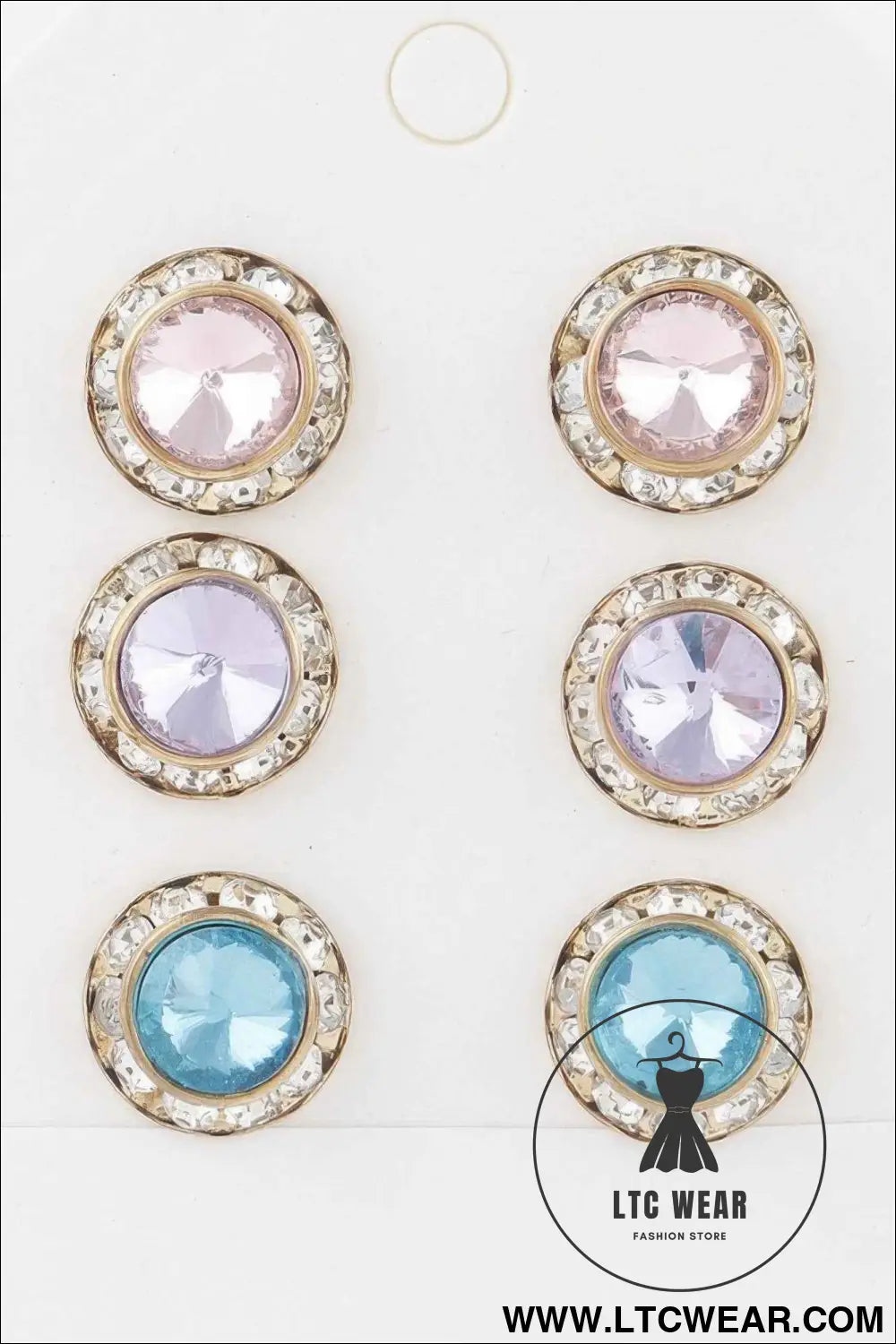 Multi Jeweled Stud Earrings Set