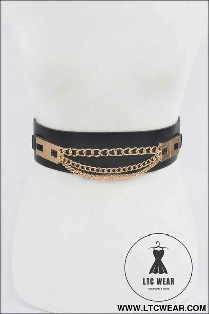 Multi Layered Chain Plus Size Elastic Belt for Ultimate Comfort and Style