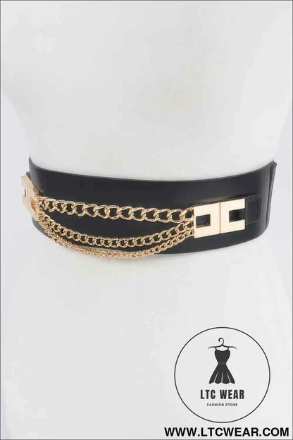 Multi Layered Chain Plus Size Elastic Belt for Ultimate Comfort and Style