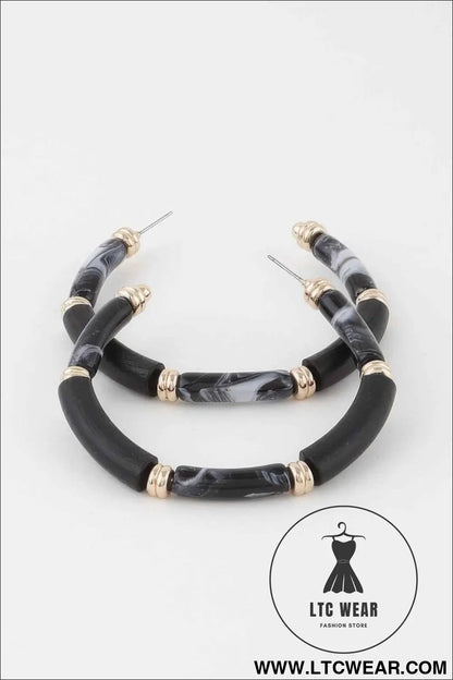 Multi Marble Hoop Earrings