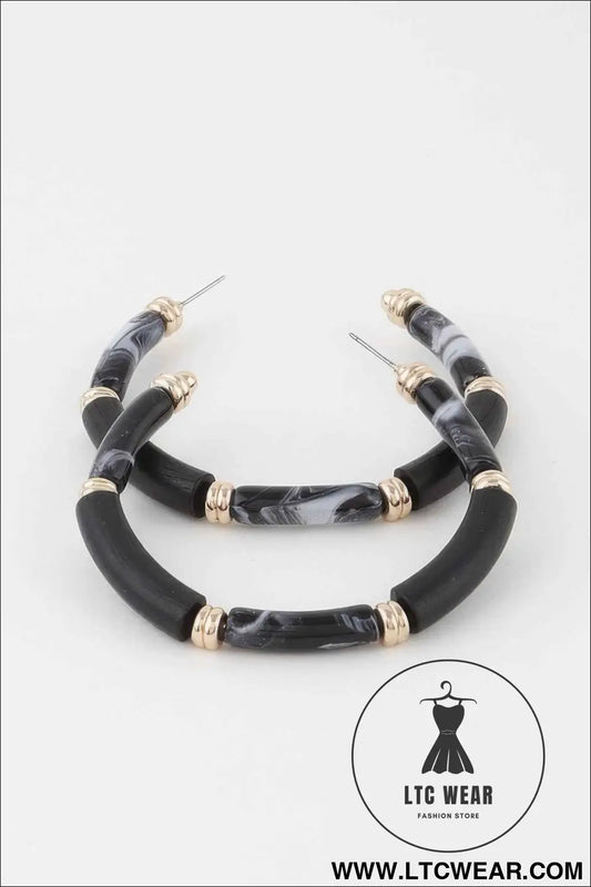 Multi Marble Hoop Earrings