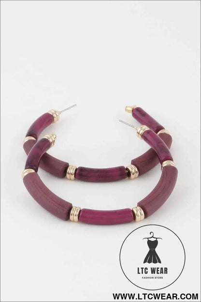 Multi Marble Hoop Earrings