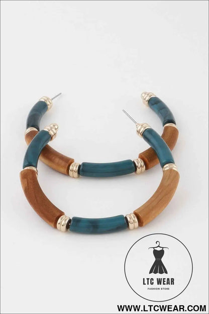Multi Marble Hoop Earrings