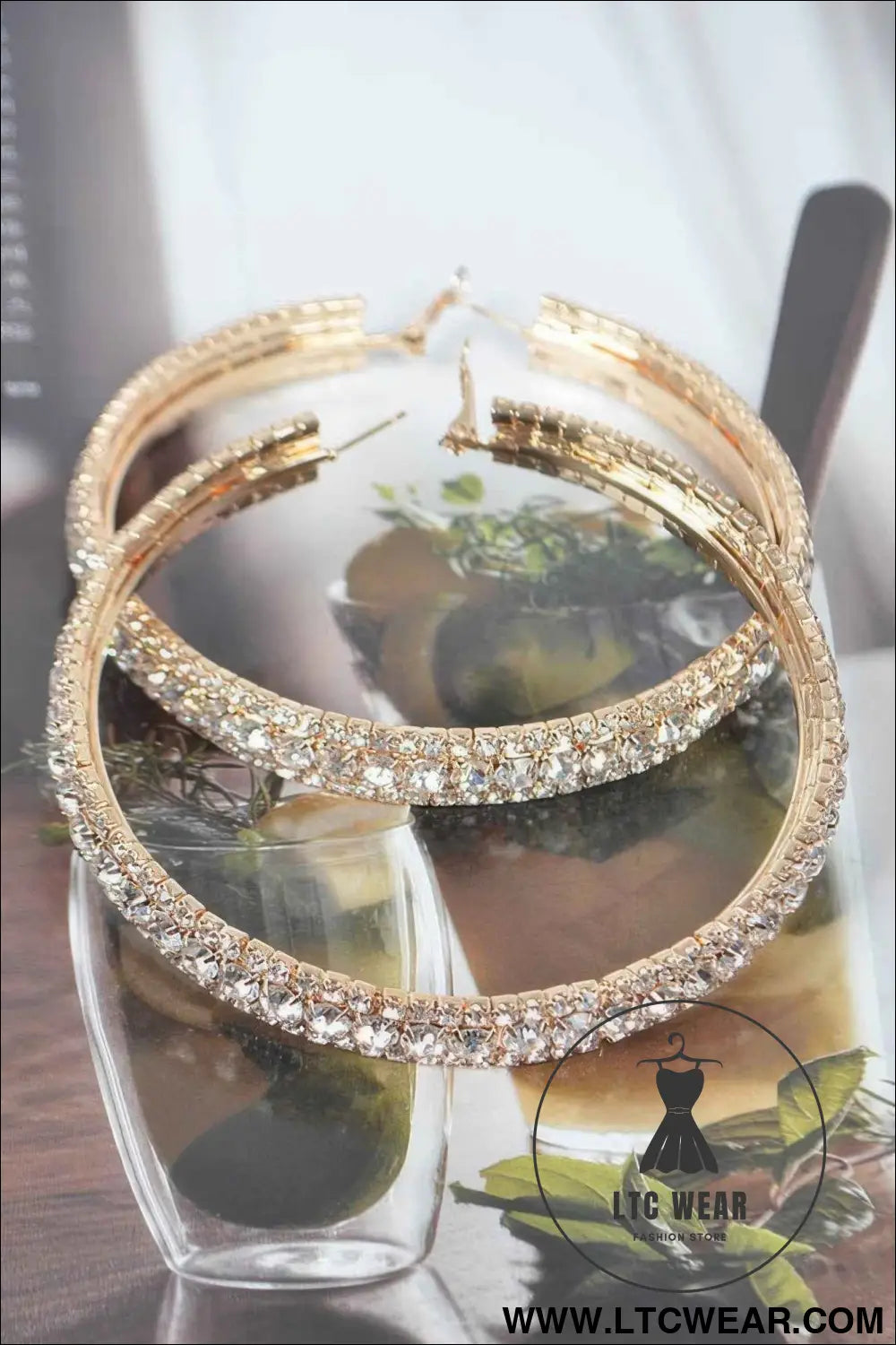 Multi Rhinestone 80mm Hoop Earrings