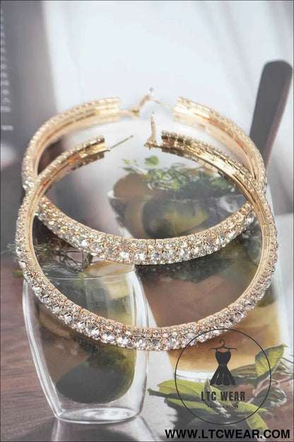 Multi Rhinestone 80mm Hoop Earrings