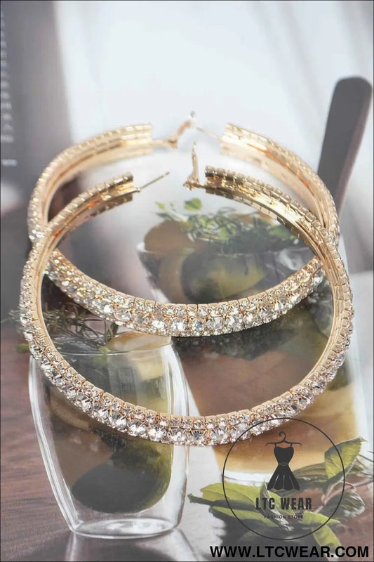 Multi Rhinestone 80mm Hoop Earrings