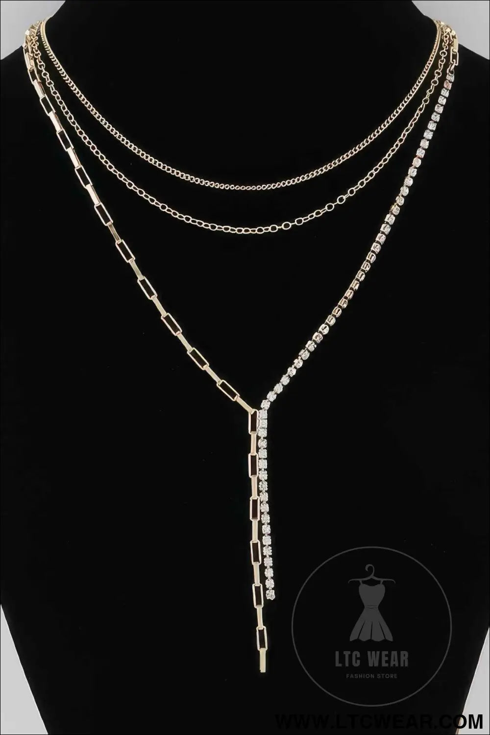 Multi Rhinestone Chain Necklace