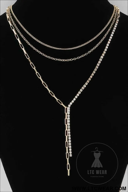 Multi Rhinestone Chain Necklace
