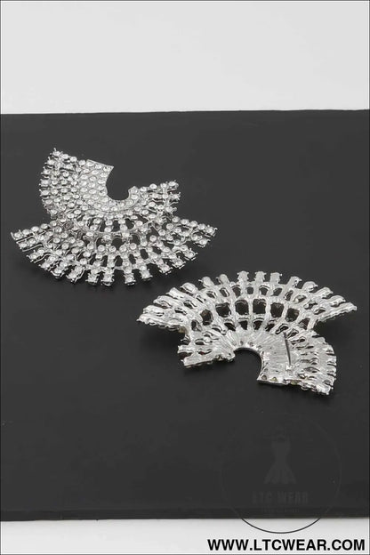 Multi Rhinestone Disk Earrings