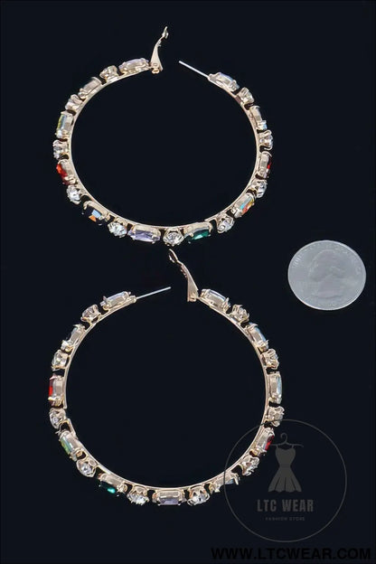 Multi Rhinestone Hoop Earring