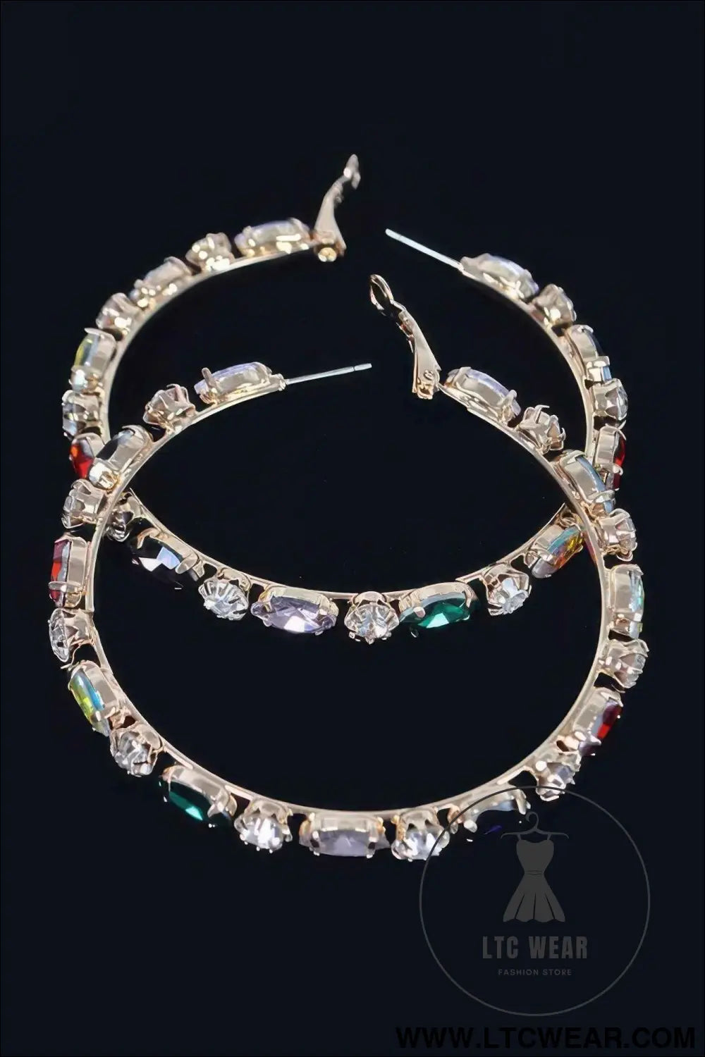 Multi Rhinestone Hoop Earring