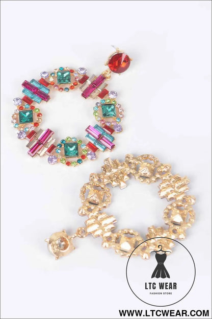 Multi Rhinestone Round Earring