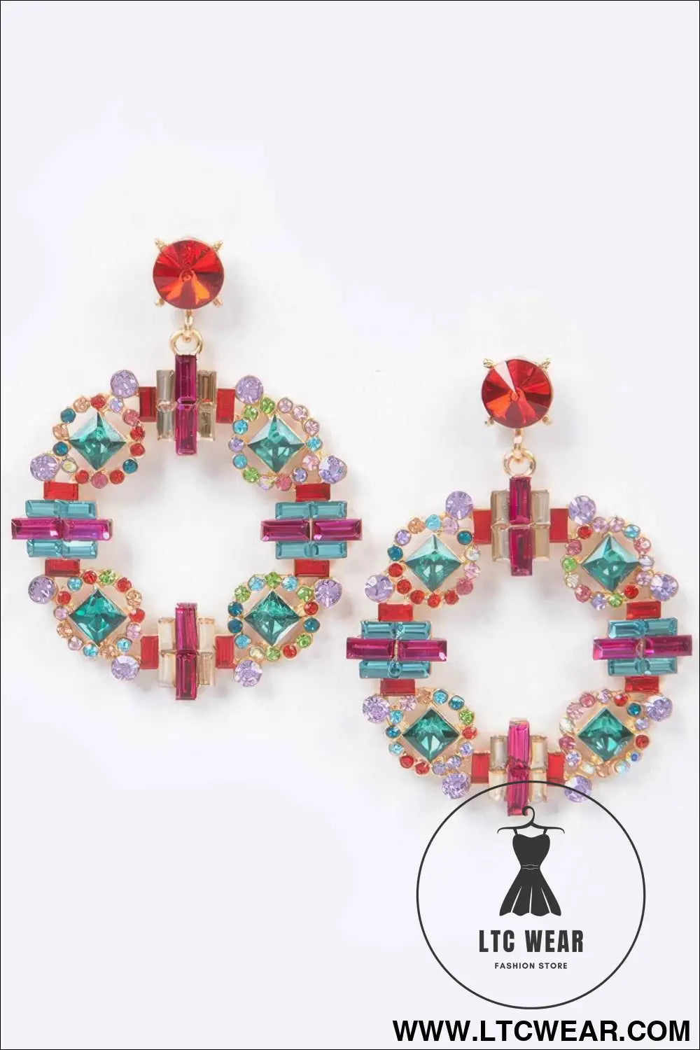 Multi Rhinestone Round Earring