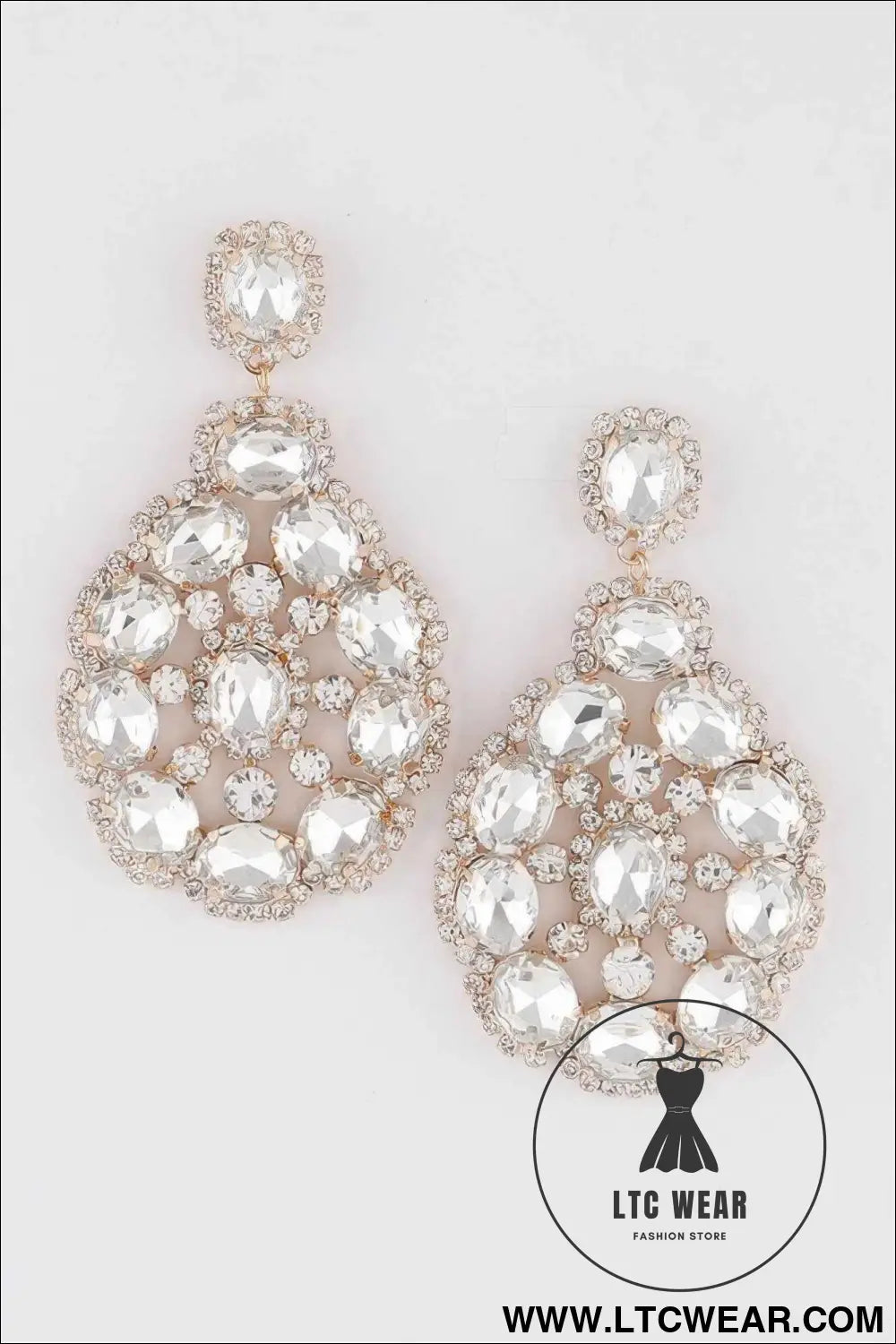 Multi Rhinestone Teardrop Earrings