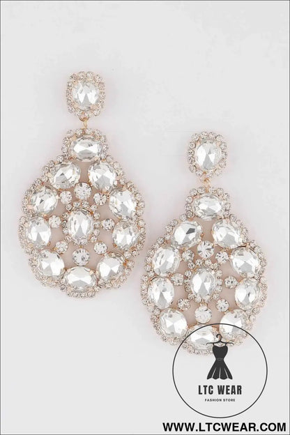 Multi Rhinestone Teardrop Earrings