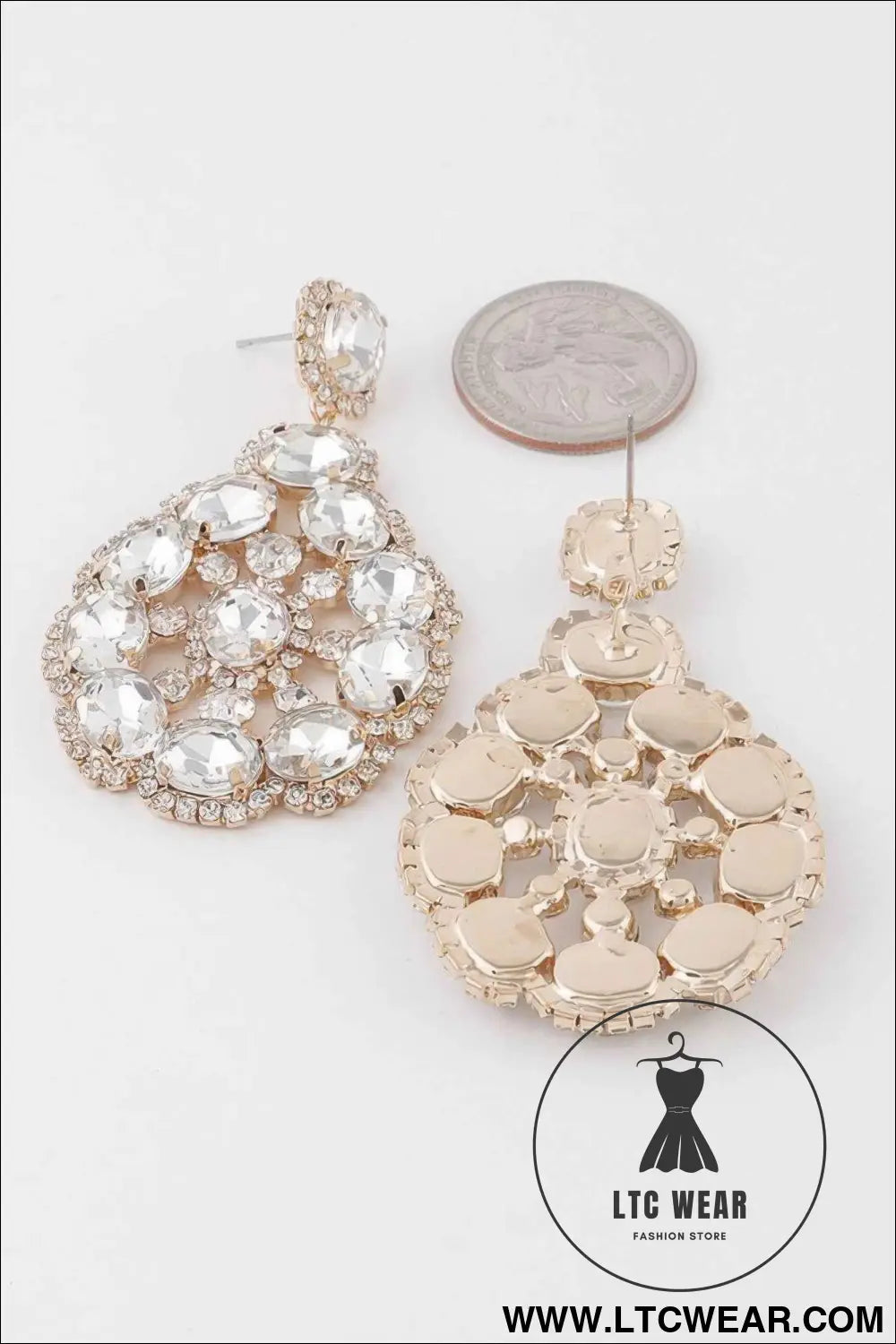 Multi Rhinestone Teardrop Earrings