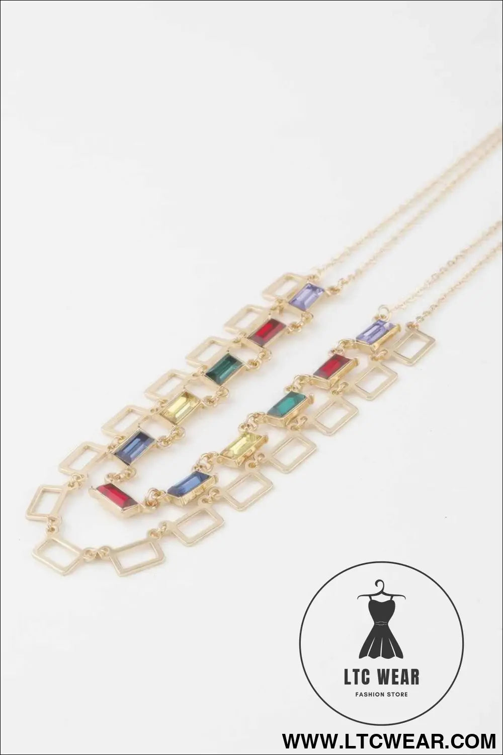 Multi Square Crystal Charm Necklace