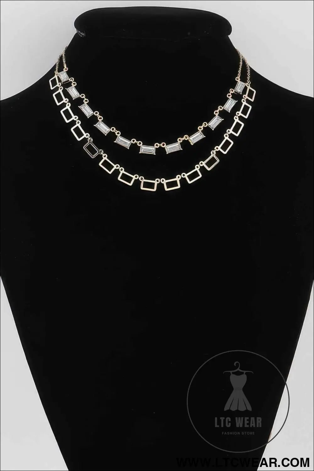 Multi Square Crystal Charm Necklace