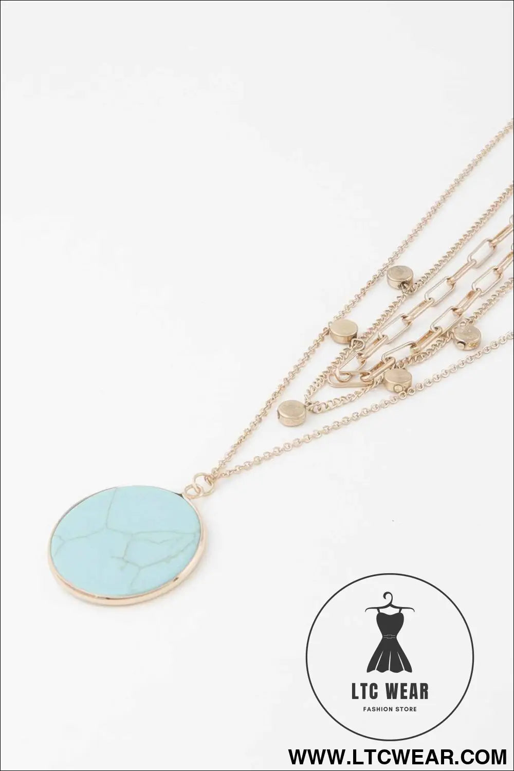 Multi Stone Pendant Chain Necklace