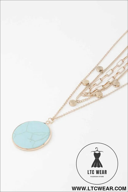 Multi Stone Pendant Chain Necklace