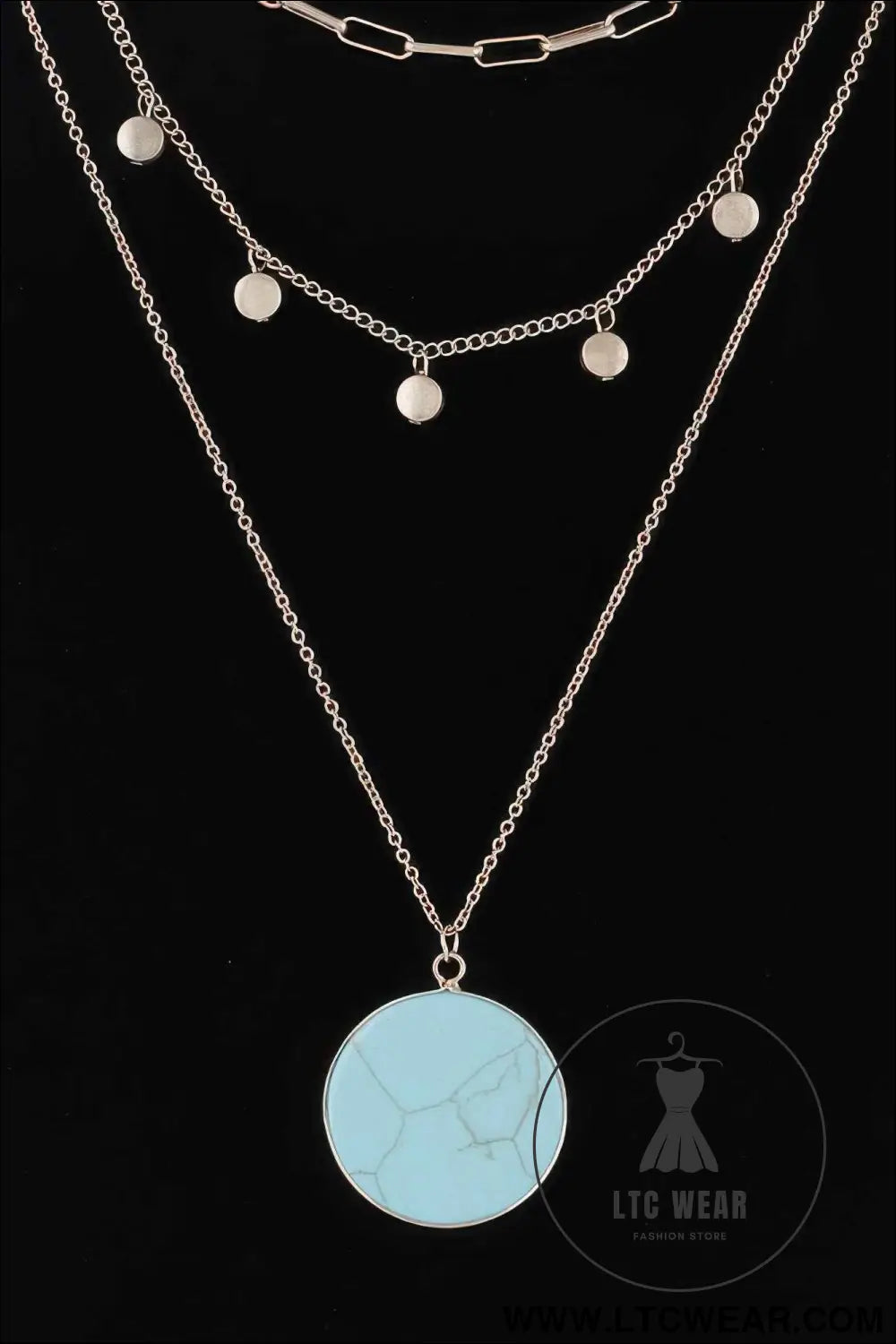 Multi Stone Pendant Chain Necklace