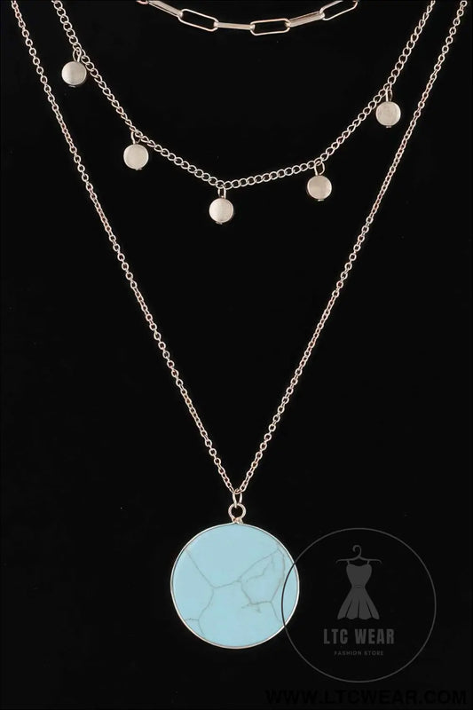 Multi Stone Pendant Chain Necklace