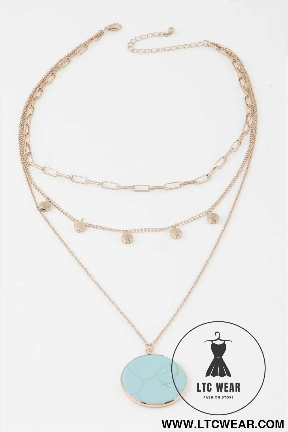 Multi Stone Pendant Chain Necklace