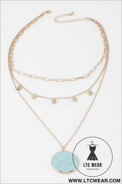 Multi Stone Pendant Chain Necklace
