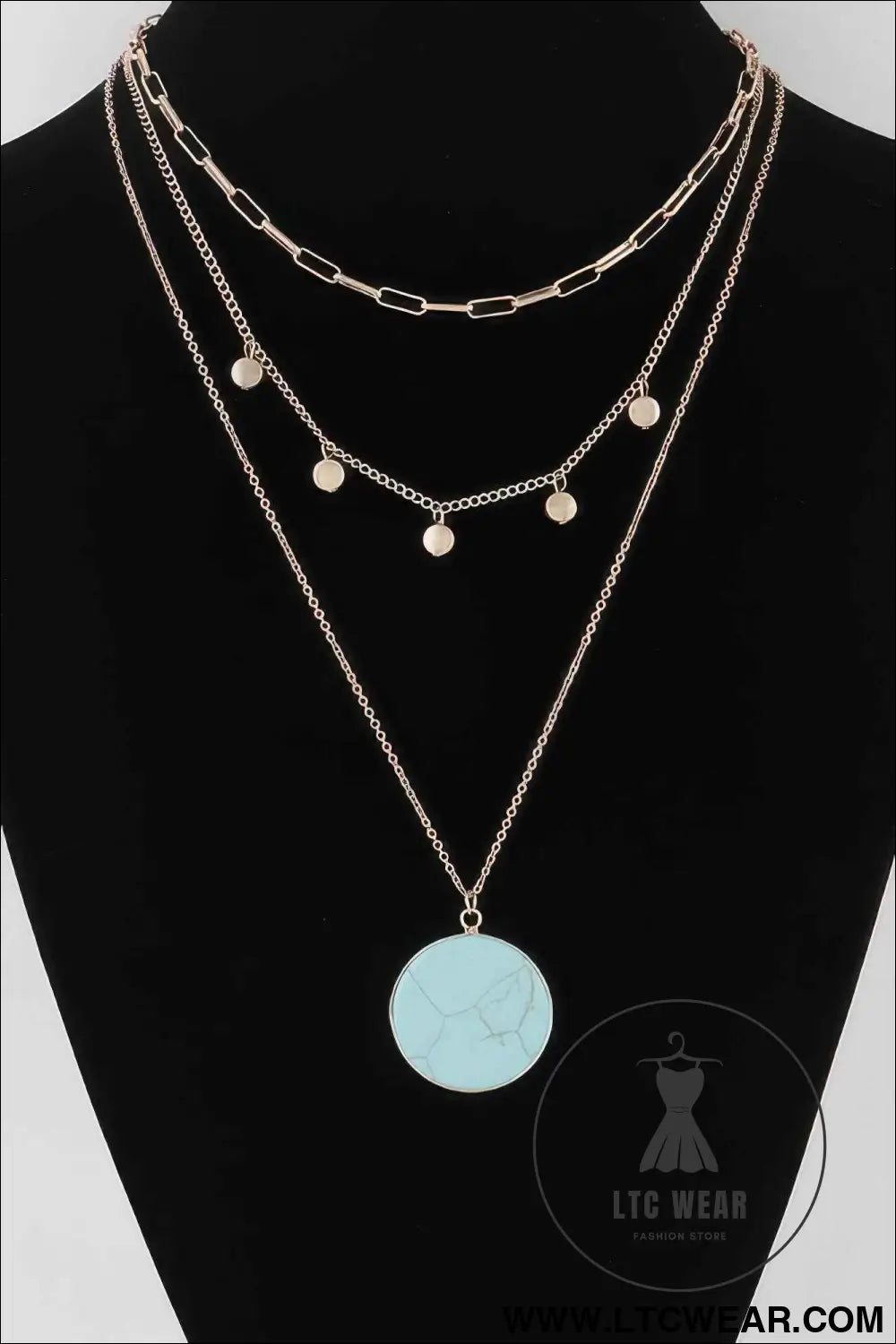 Multi Stone Pendant Chain Necklace