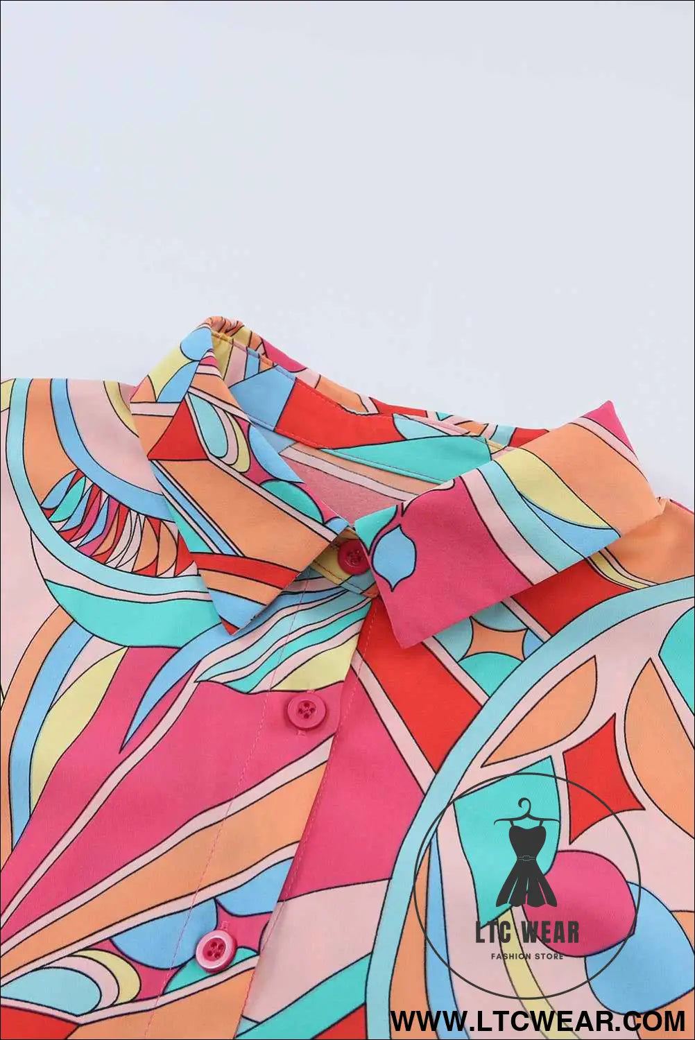 Multicolor Abstract Print Half Batwing Sleeve Loose Blouse