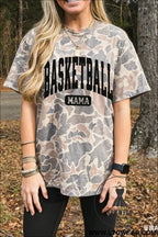 Multicolour basketball mama camouflage casual t-shirt - graphic tees