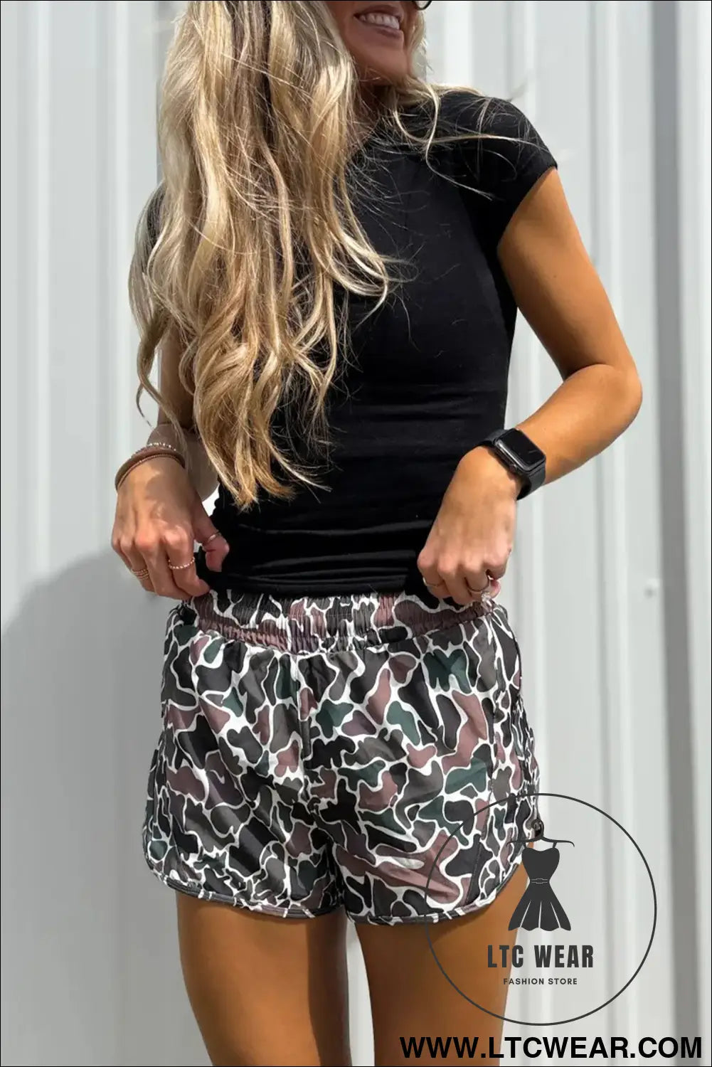 Multicolour camouflage print athletic lined shorts - casual shorts