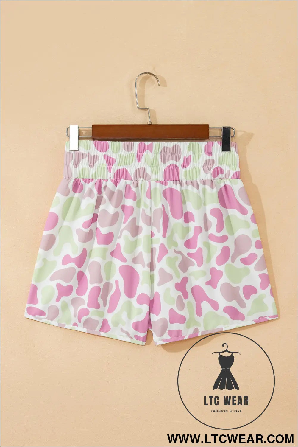 Multicolour Camouflage Print Shirred High Waist Athleisure Shorts - L.T.C Wear Online Fashion Store