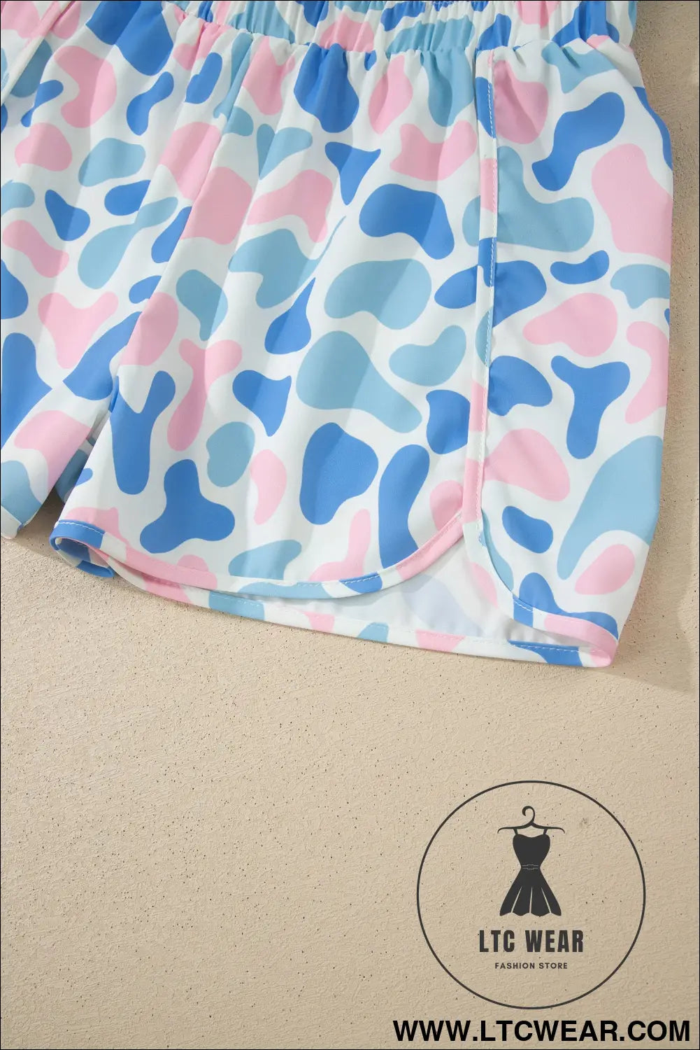 Multicolour Camouflage Print Shirred High Waist Athleisure Shorts - L.T.C Wear Online Fashion Store