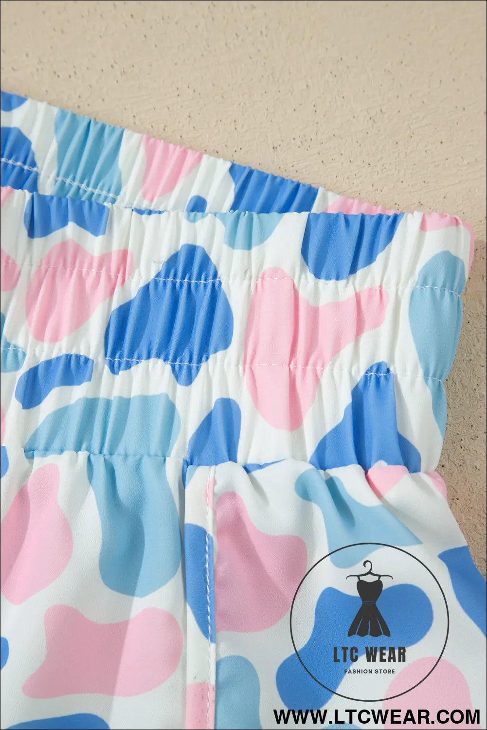 Multicolour Camouflage Print Shirred High Waist Athleisure Shorts - L.T.C Wear Online Fashion Store