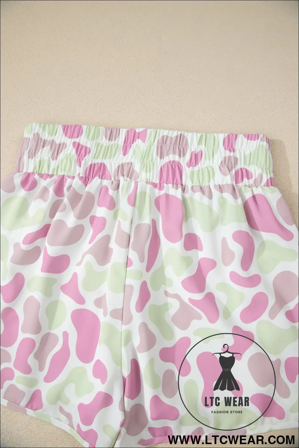 Multicolour Camouflage Print Shirred High Waist Athleisure Shorts - L.T.C Wear Online Fashion Store